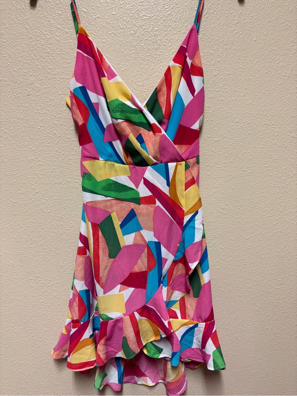 Timing Multicolor Pink Blue Green Abstract Dress